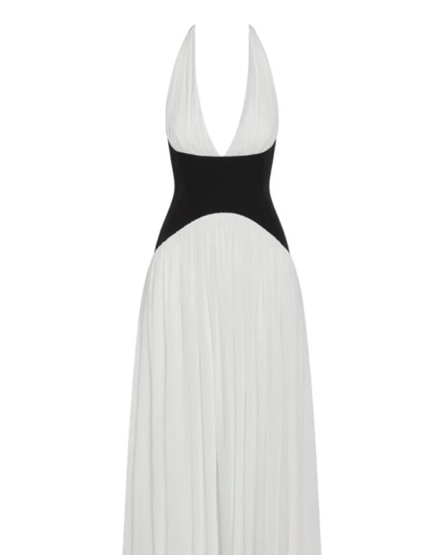 Elegant Black and White Halter Maxi Dress - Image 5