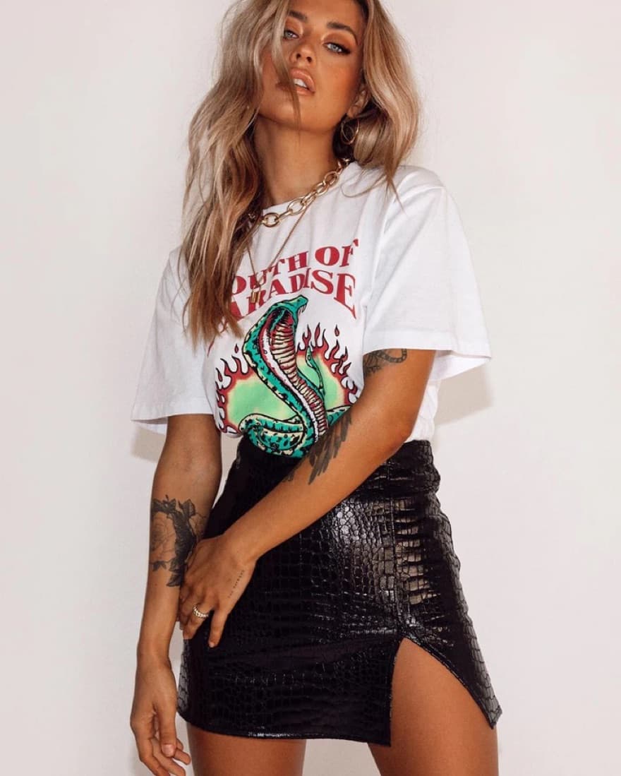 THE WREN MINI SKIRT BLACK CROC - Image 2