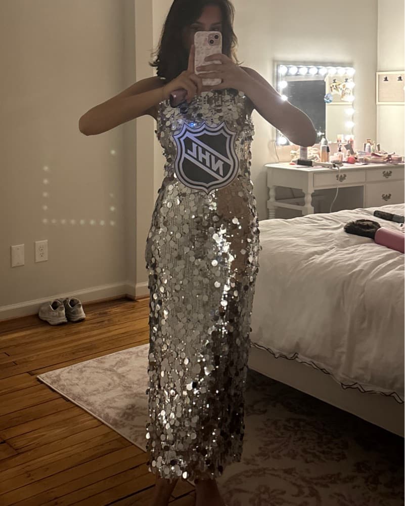 Petal & Pup Silver Sequin Maxi Dressp - Image 1