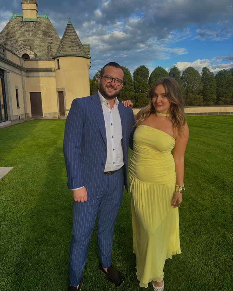Elegant Yellow Gown with Neck Scarf - Image 3