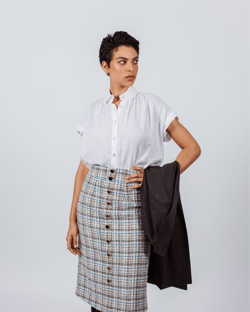 Luxe Plaid Tweed Pencil skirt - Image 3