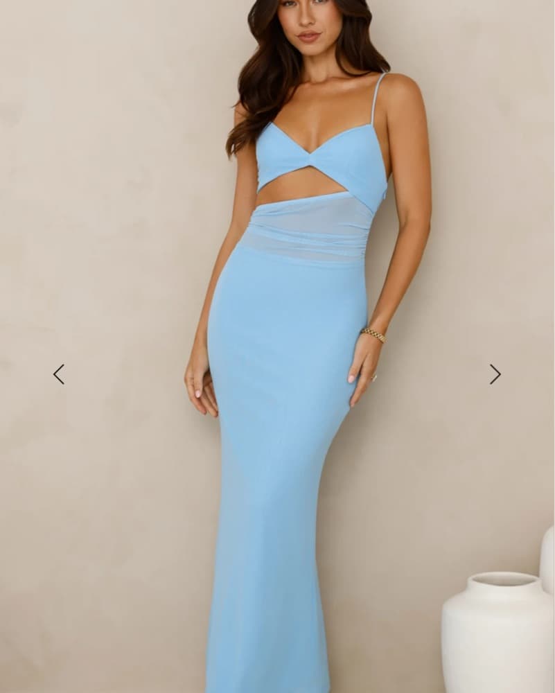 POISED PERFECTION MESH MAXI DRESS BLUE   - Image 4
