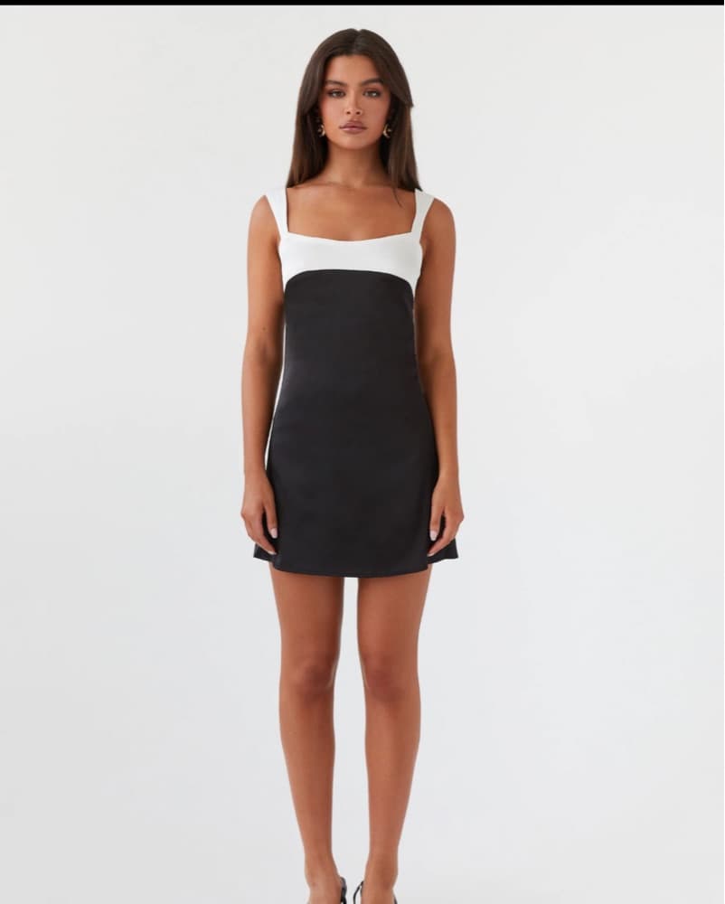 Peppermayo Odette Satin Mini Dress Onyx  - Image 2