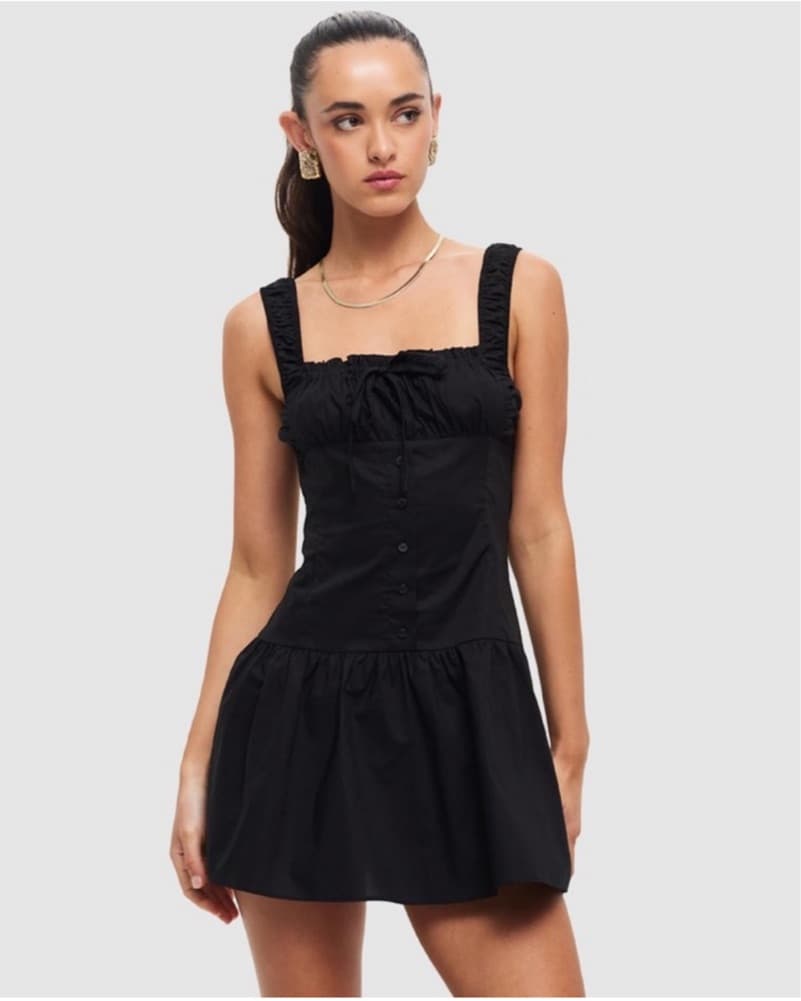 Lioness Black Ruched Bodice Mini Dress - Image 2