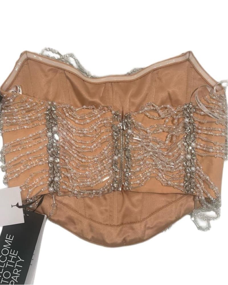 Retrofete Beaded Libby Tube Top in Peach - Image 4