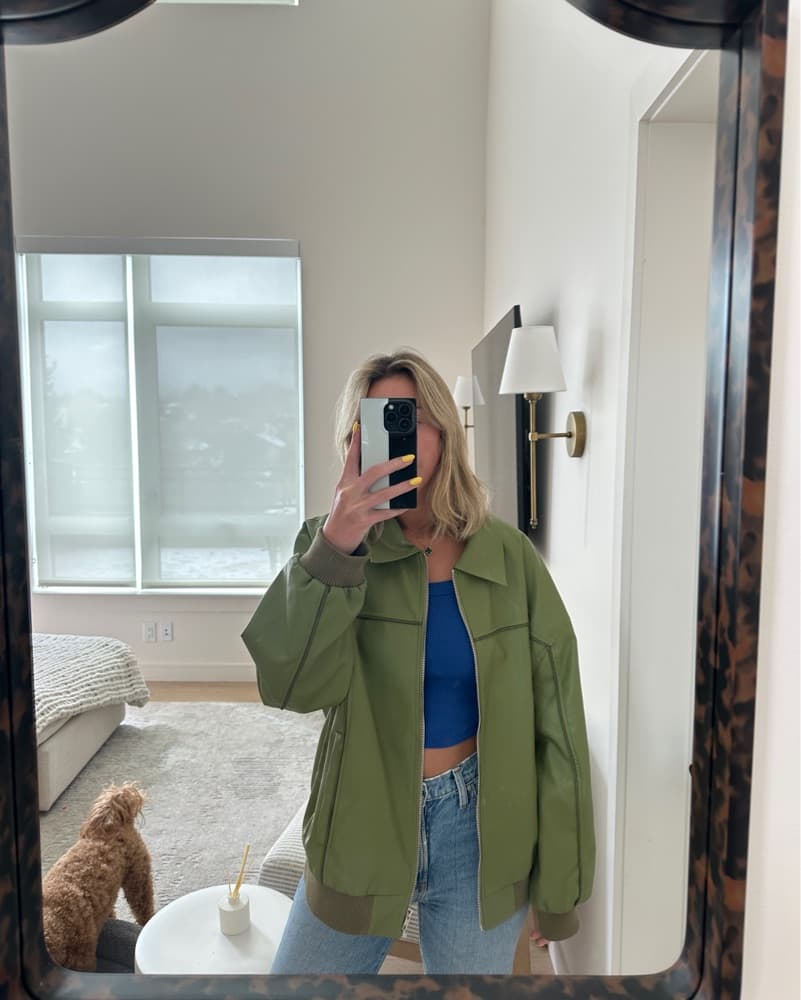 Princess Polly Green Leather Jacket - Image 3