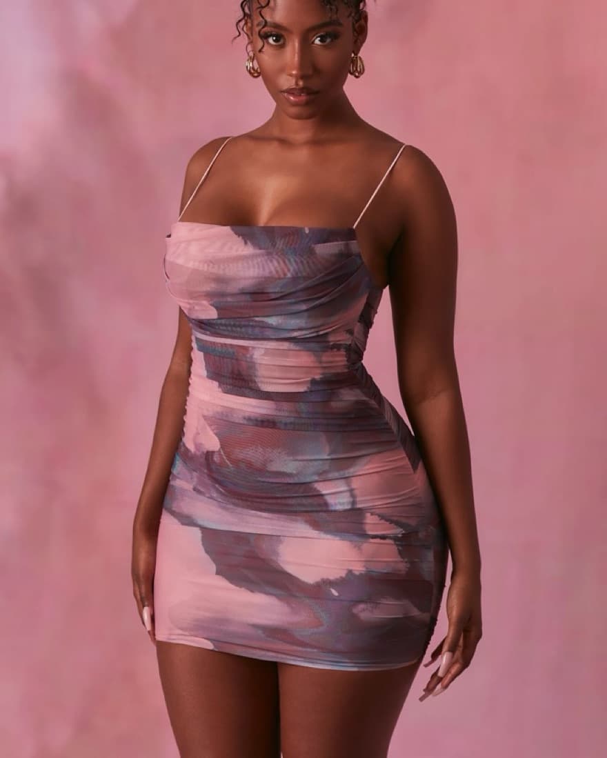 Oh Polly Purple Bodycon Lunar Dress - Image 2
