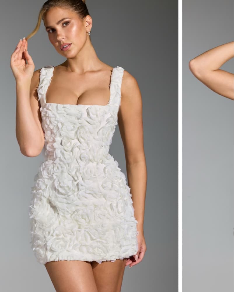 Floral Corset Mini Dress in White - Image 2