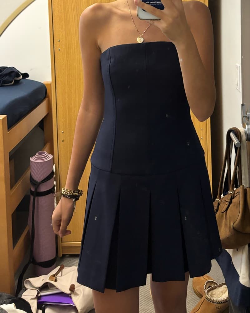 Aritizia Strapless Navy Mini Dress - Image 1