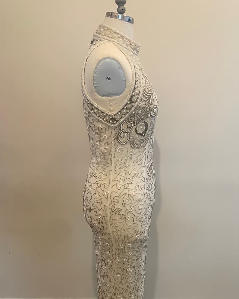 Vintage Bridal Pearl Embellished Gown - Image 2