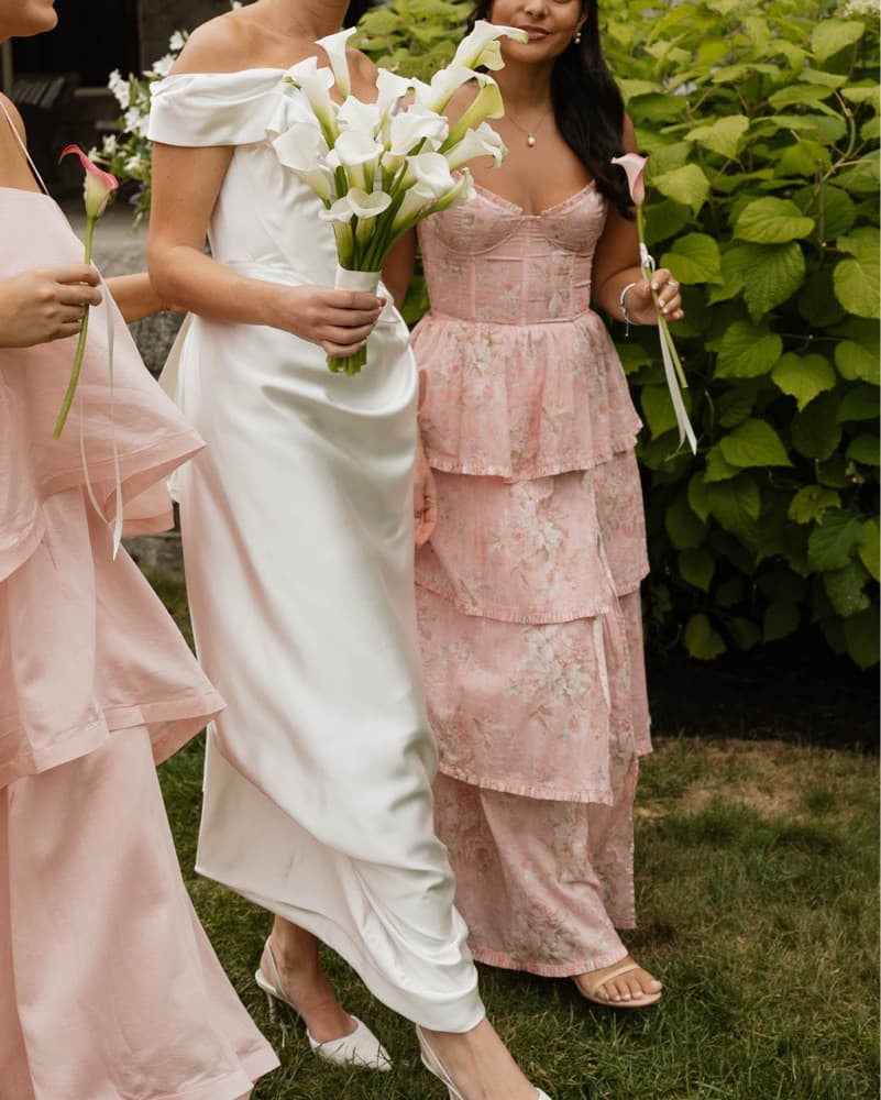 V Chapman Pink Floral Tiered Gown - Image 1