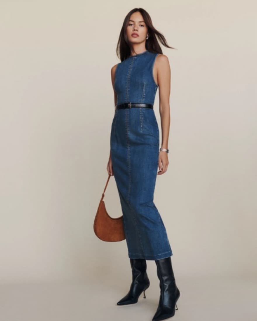 Dark Wash Denim Dress -S - Image 1