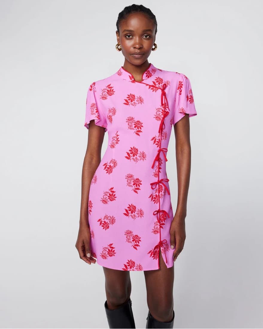 Pink Floral Mini Dress - Image 3