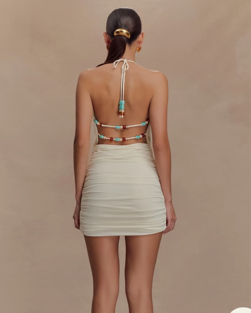 Beaded Cowl Mini Dress - Image 2