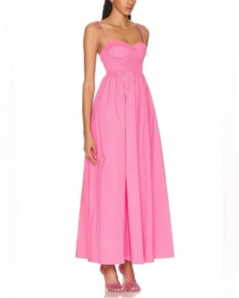 Staud Pink Tie Strap Landry Maxi Dress - Image 2