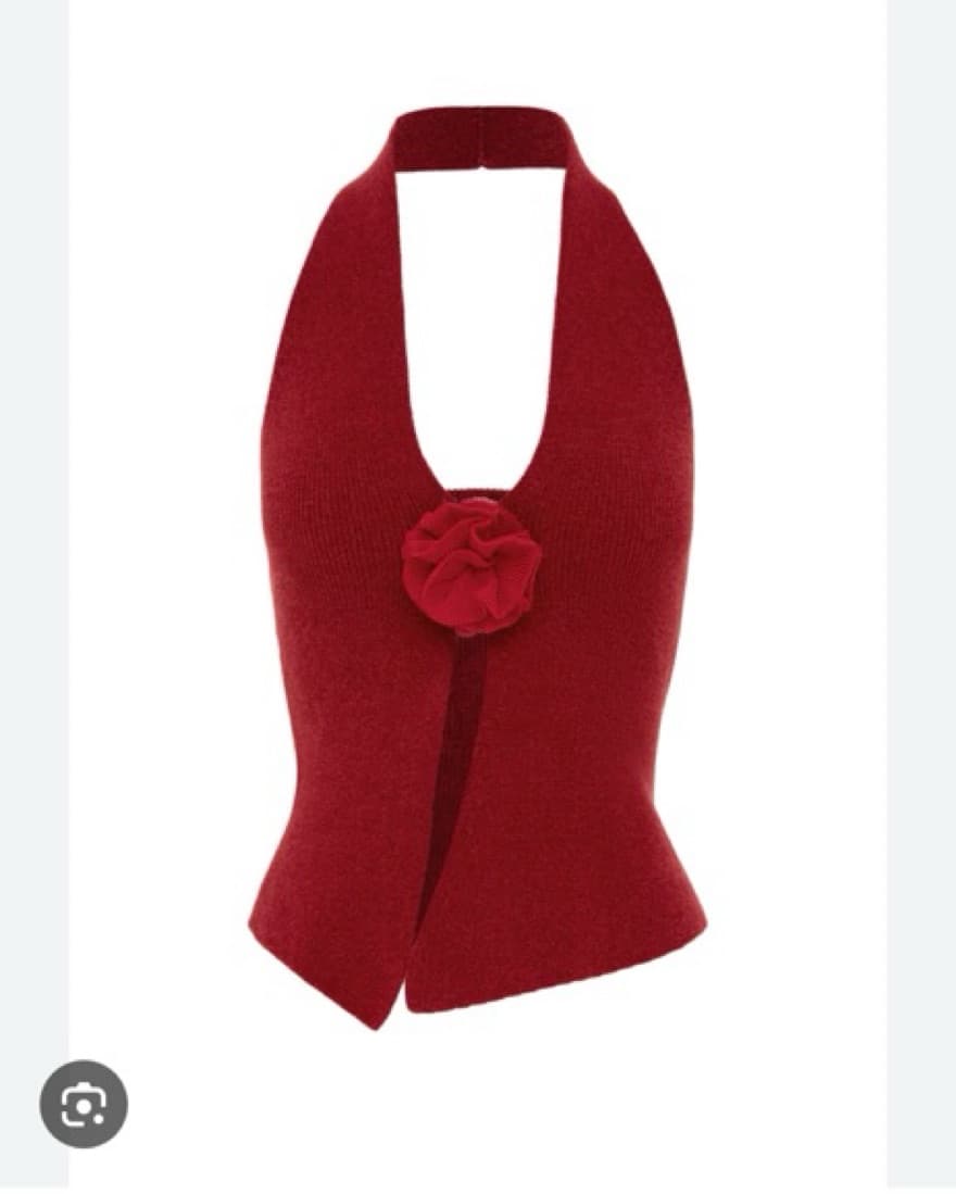 With Jean Red Knit Halter Top - Image 1