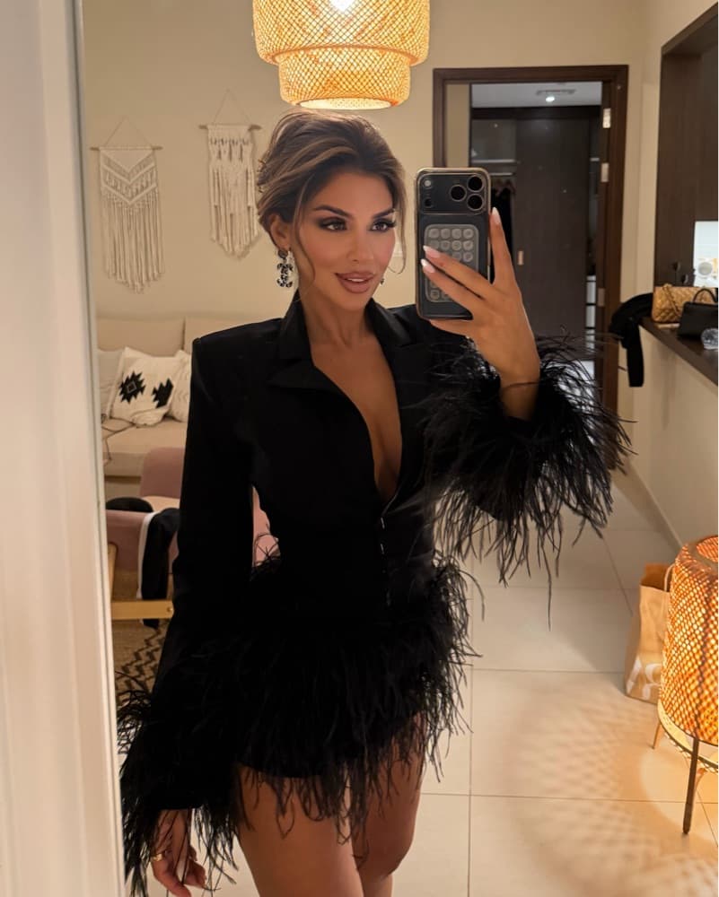 Glamorous Feathered Cocktail Dress - Image 1