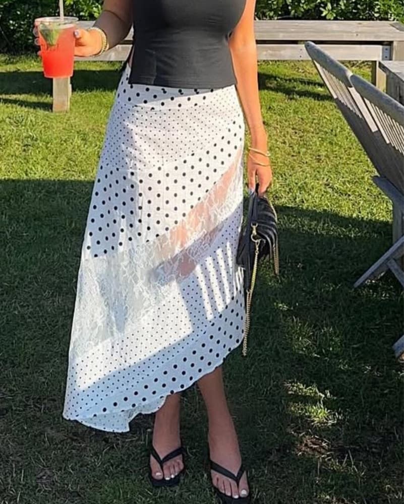 Rennar Maxi Skirt White / Polka Dot - Image 3