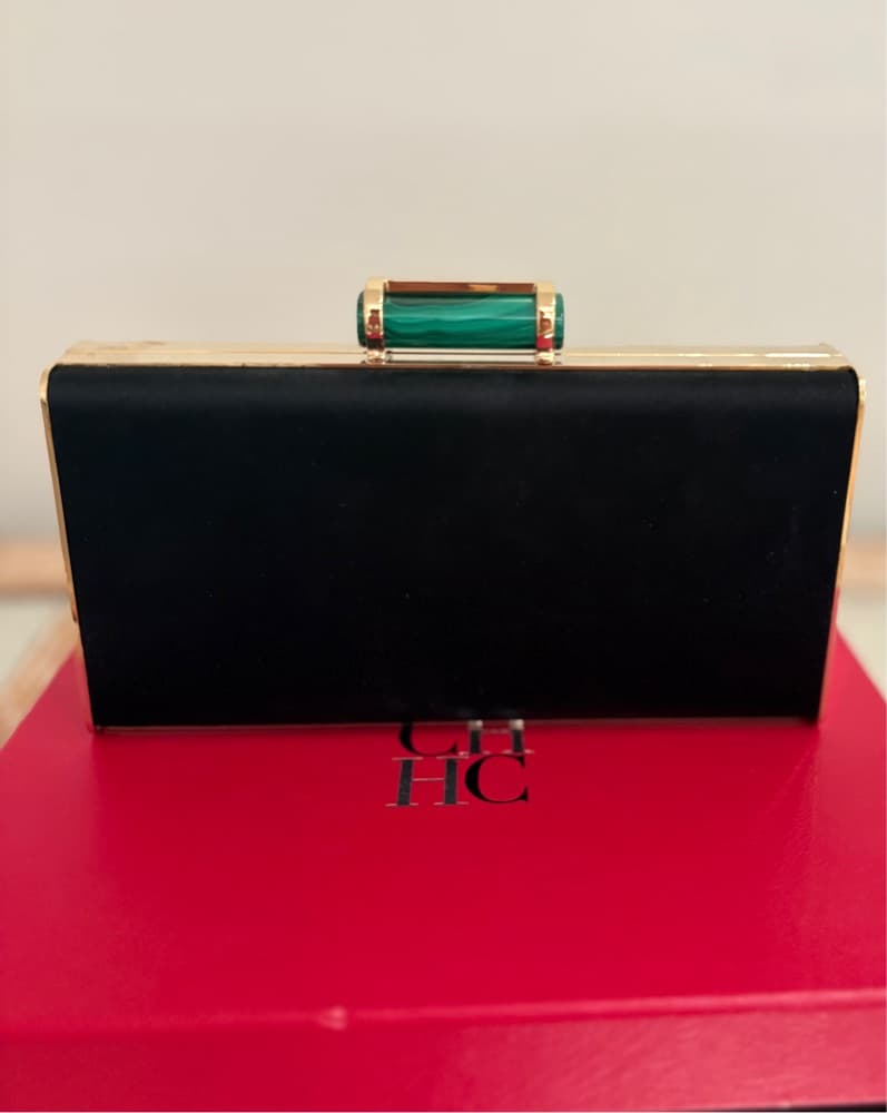 Carolina Herrera Black Emerlad Clutch  - Image 3