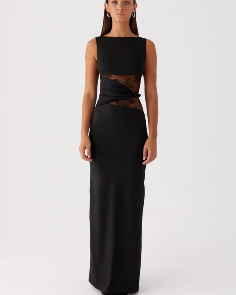 Elegant Black Lace Maxi Dress - Image 2