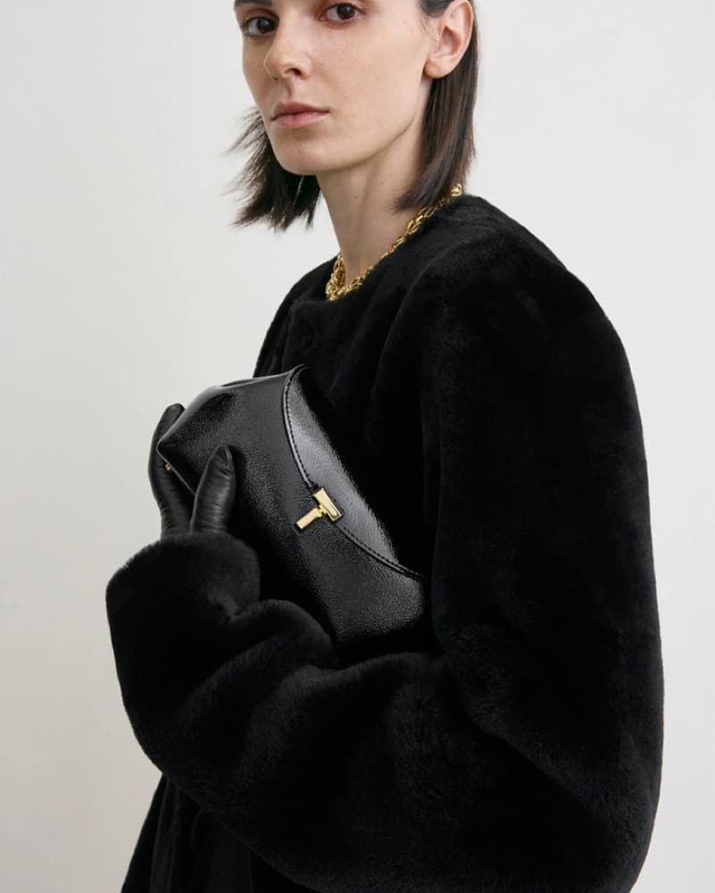 Toteme Mini T-lock Clutch in Black - Image 2