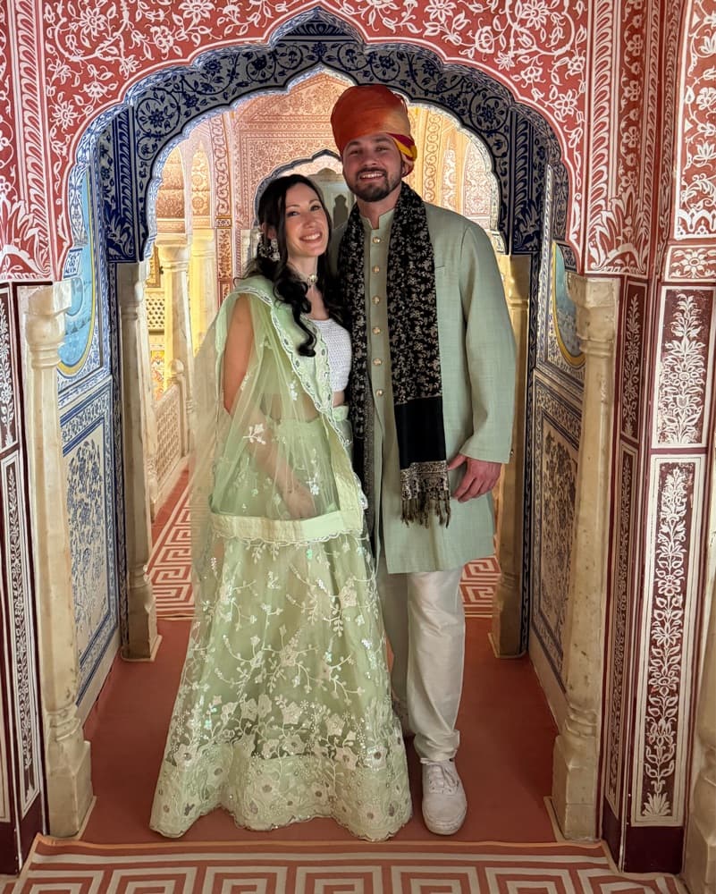 Custom Green Floral Embroidered Lehenga - Image 1