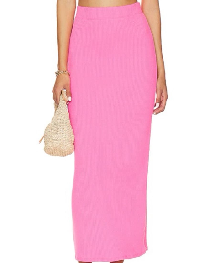 Hot Pink Knit Maxi Skirt Set - Image 3