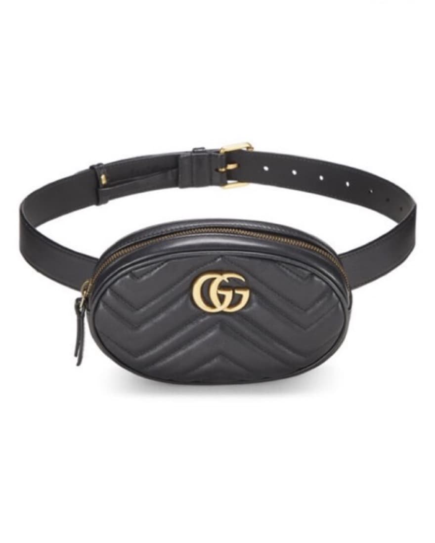 GUCCI BLACK LEATHER MARMONT BELT BAG - Image 1
