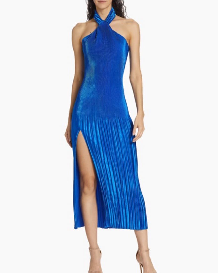 Lidee Sleeveless Blue Pleated Gown - Image 1