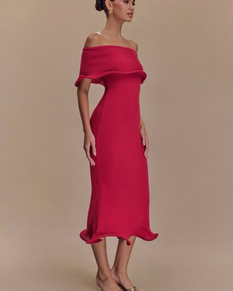 Meshki Off Shoulder Knit Midi Dress - Image 3