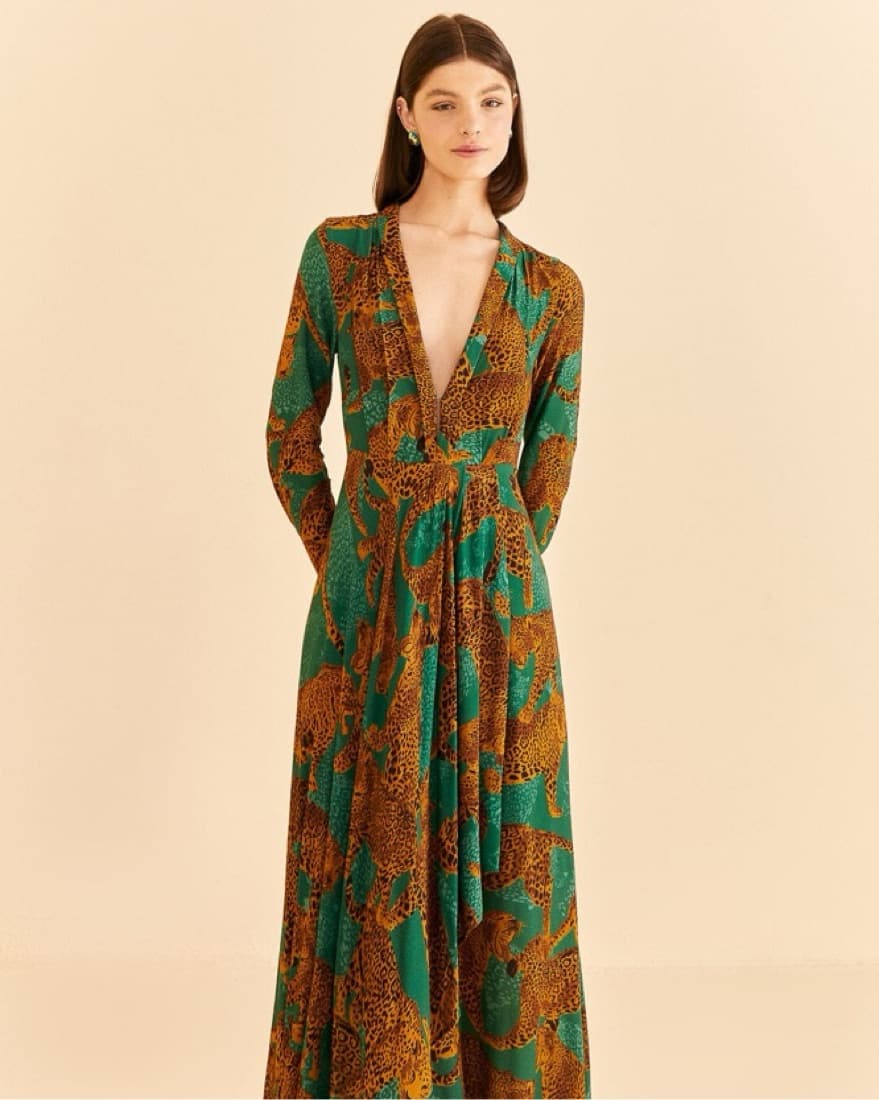 Farm Rio Green Leopards Maxi Dress - Image 2