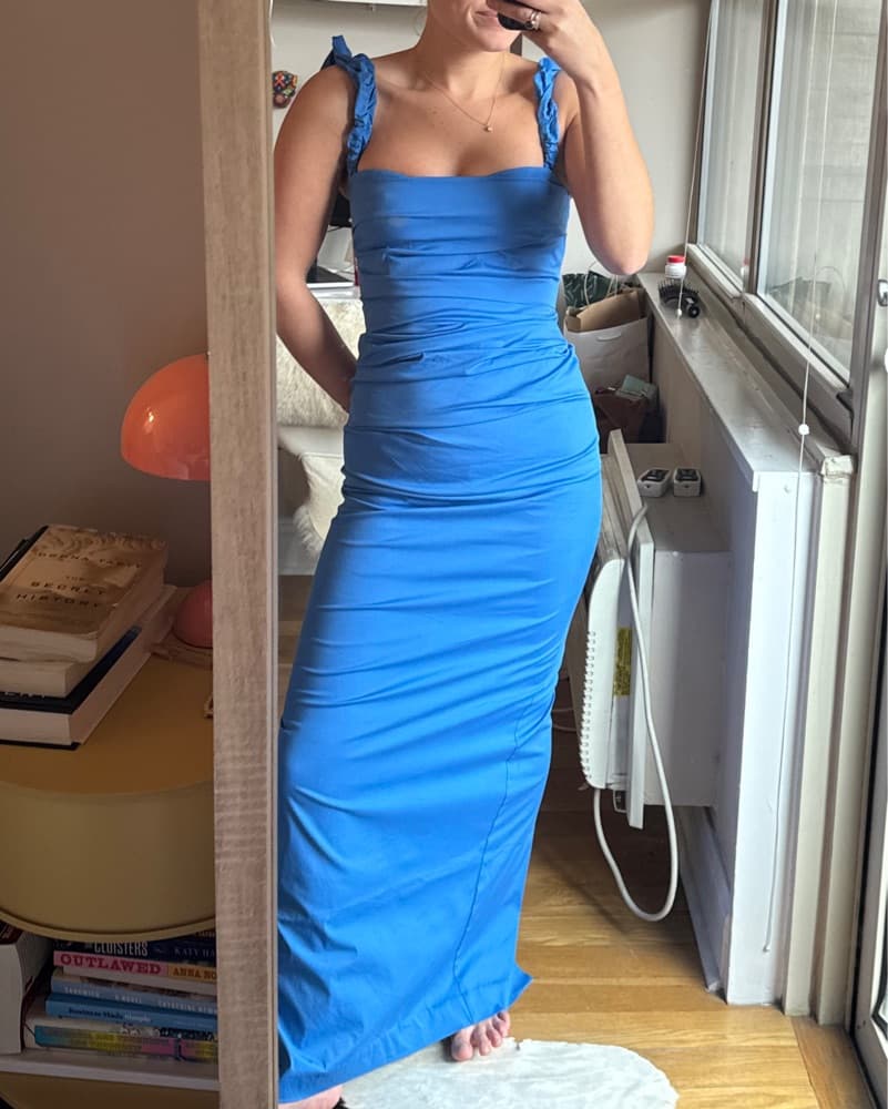 SIR. Vibrant Blue Ruched Maxi Dress - Image 4