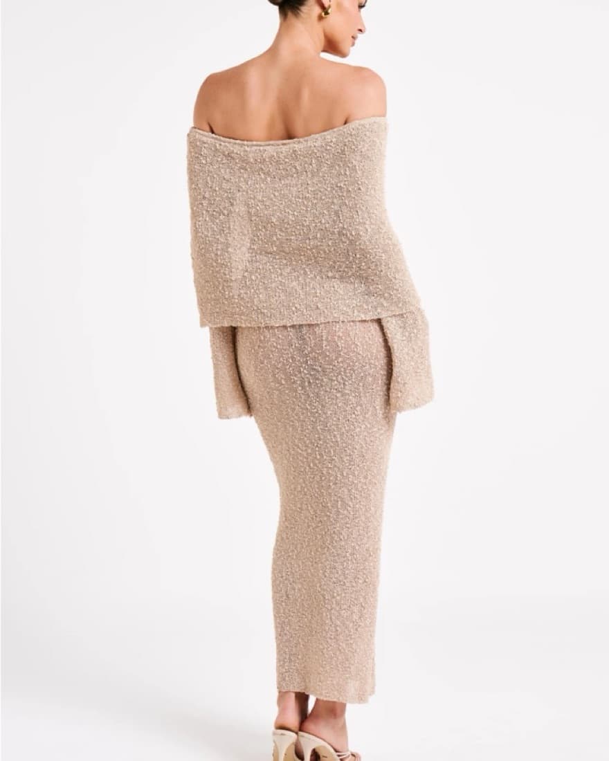Meshki Off shoulder Boucle Maxi Dress - Image 4