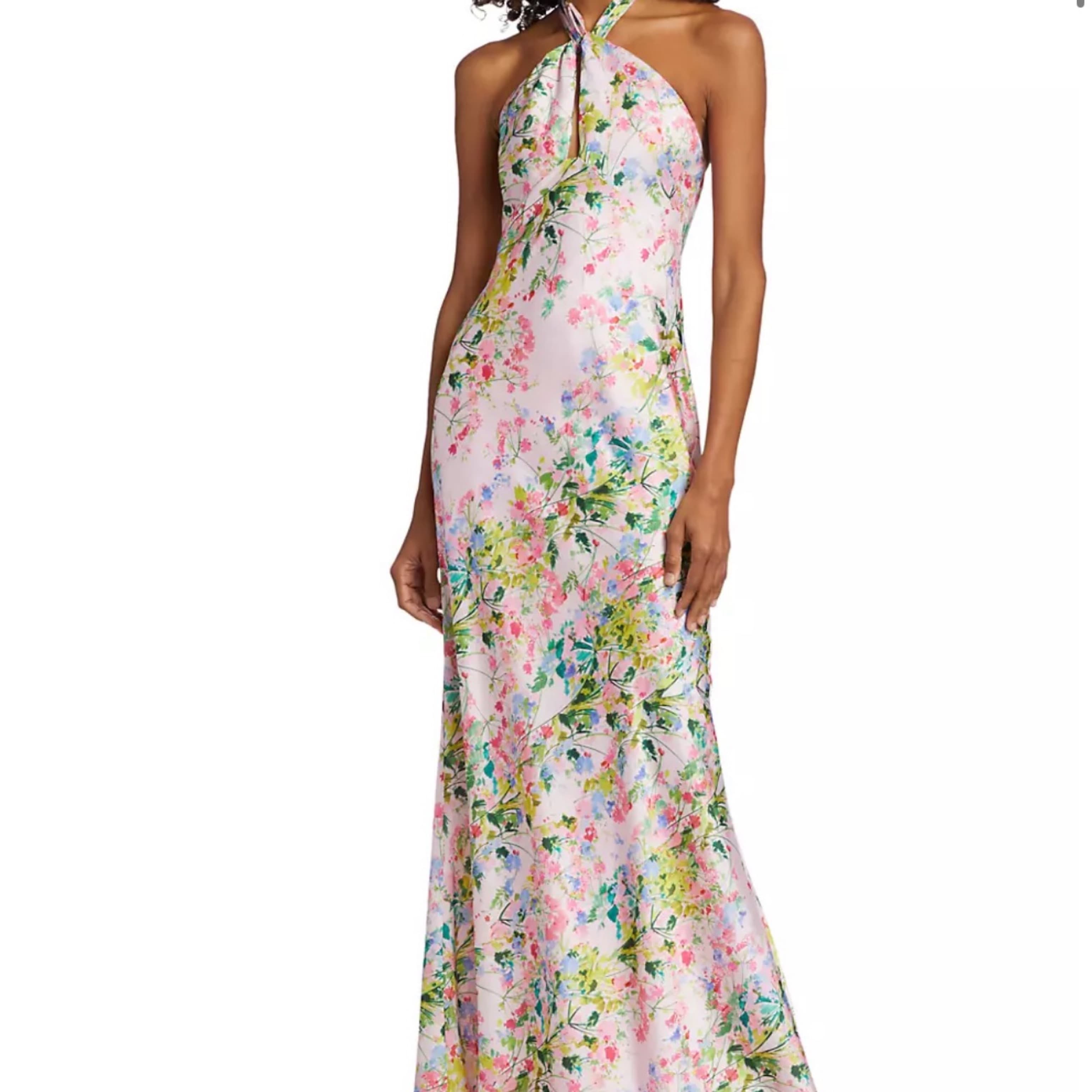 ML Monique Llhuillier Satin Halter Gown - Image 1
