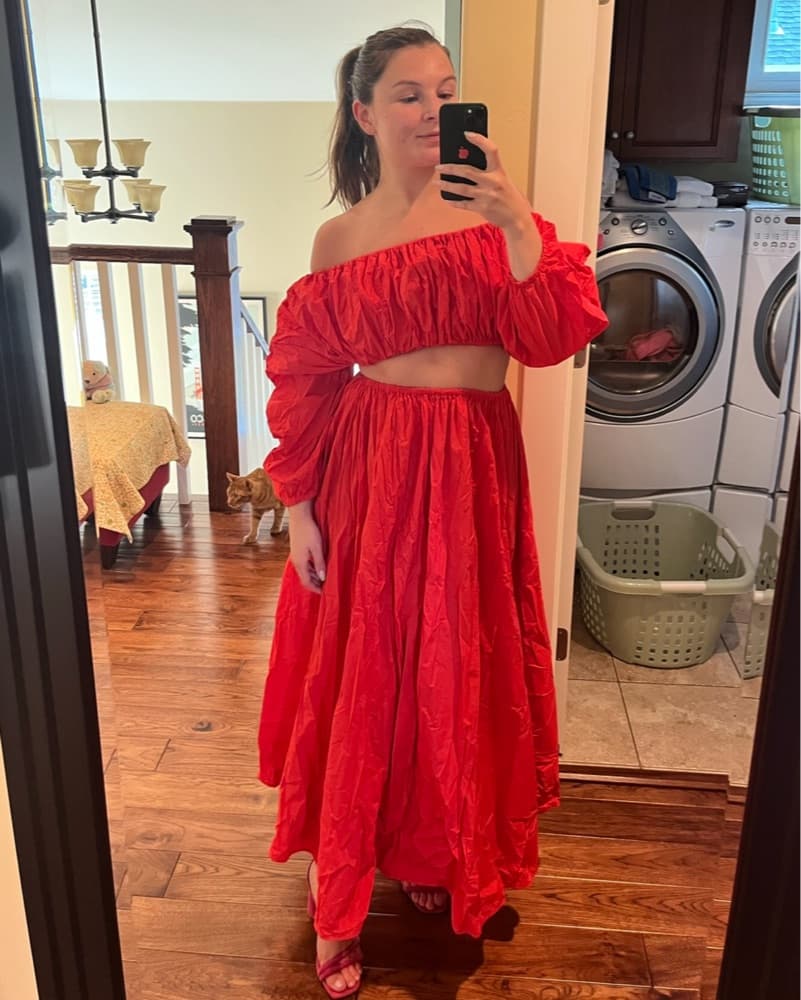 Scanlan Theodore Cotton Red Dress  - Image 3