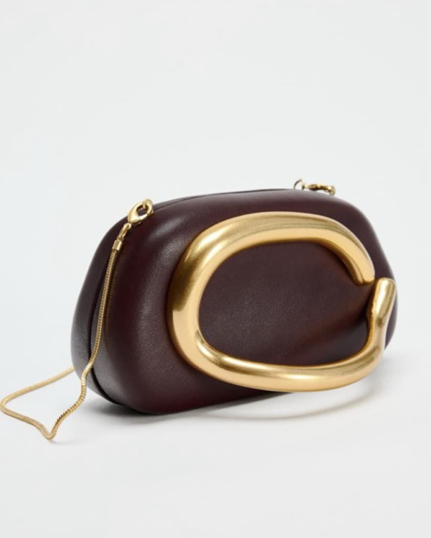 Burgandy And Gold Box Clutch - Image 2