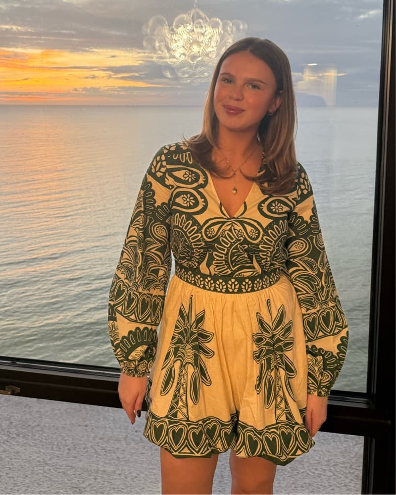 Patterned Flare Romper - Image 1