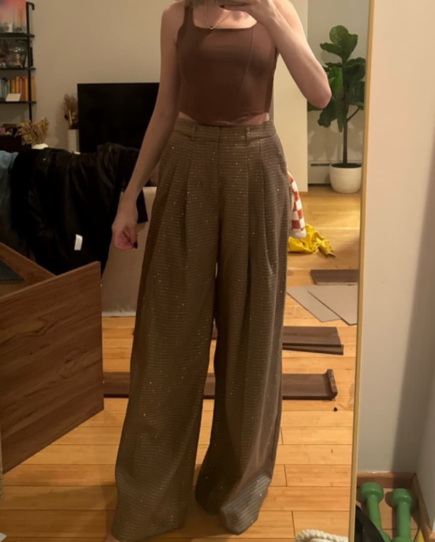 Sequin Plaid Wide Leg Pants  - Image 1