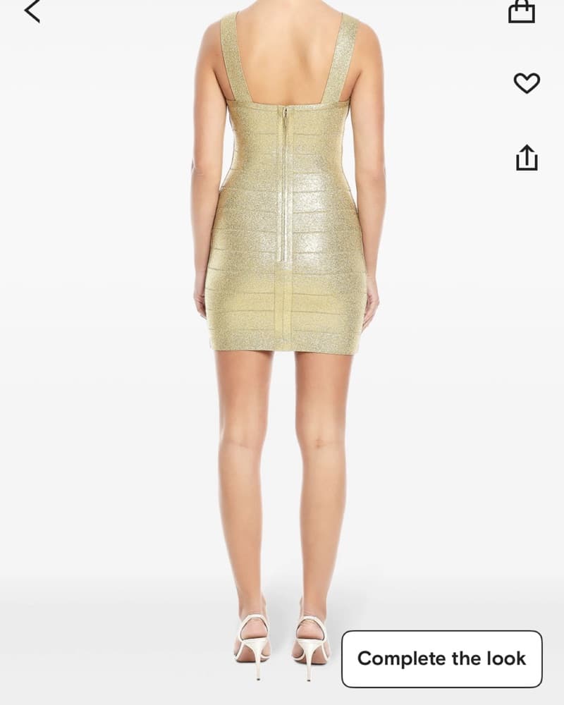 Herve Leger Gold Bandage Mini Dress - Image 2