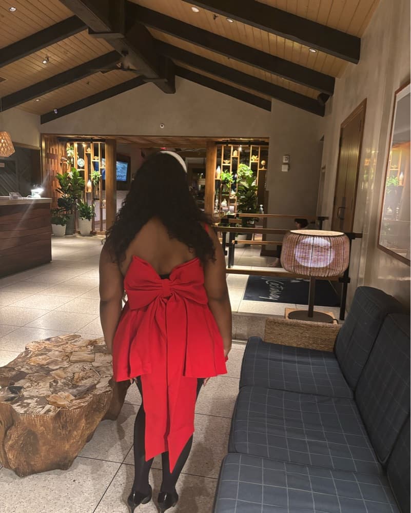 Red Bow-Tied Mini Dress - Image 4