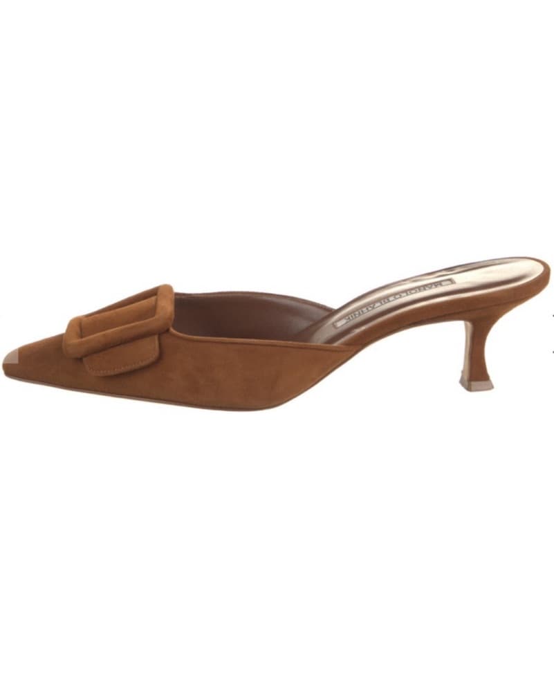 Manolo Blahnik Brown Suede Mules - Image 2