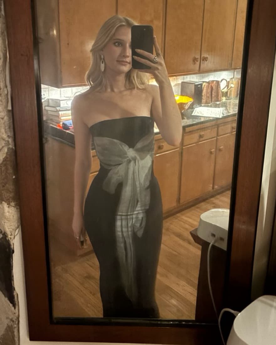 Silver Bowtie Black Dress  - Image 1
