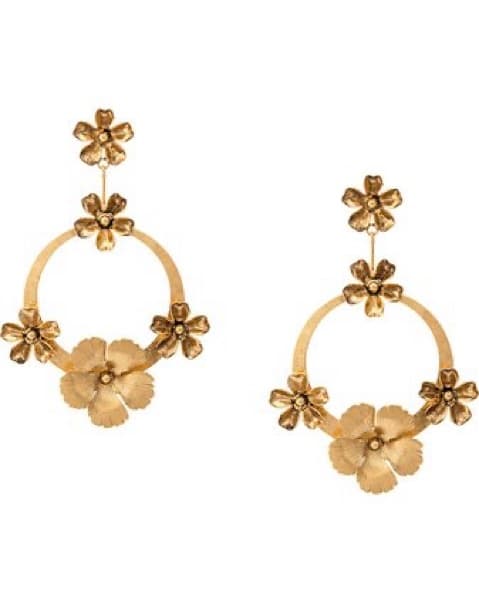 Jennifer Behr Gold Floral Hoop Earrings - Image 1