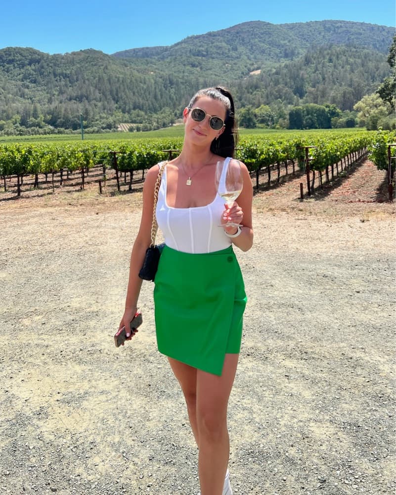 Aritzia Green Faux Leather Skirt  - Image 3