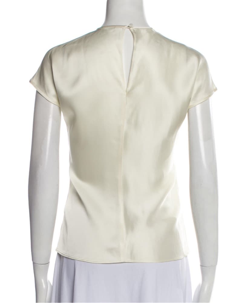 HELMUT LANG Ivory Silk T-Shirt - Image 3