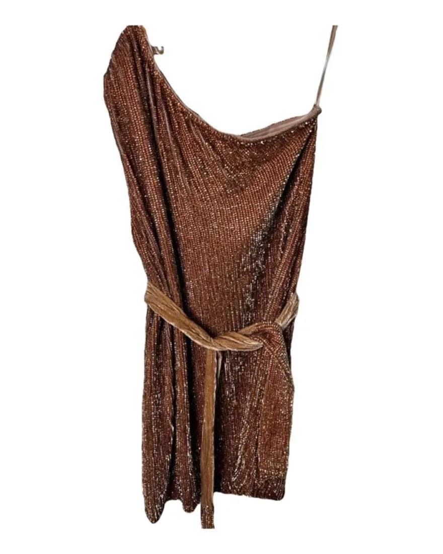Brown Retrofete One Shoulder Mini Dress - Image 1