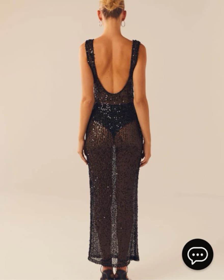 Sheer Navy Sequin Dress - Image 3