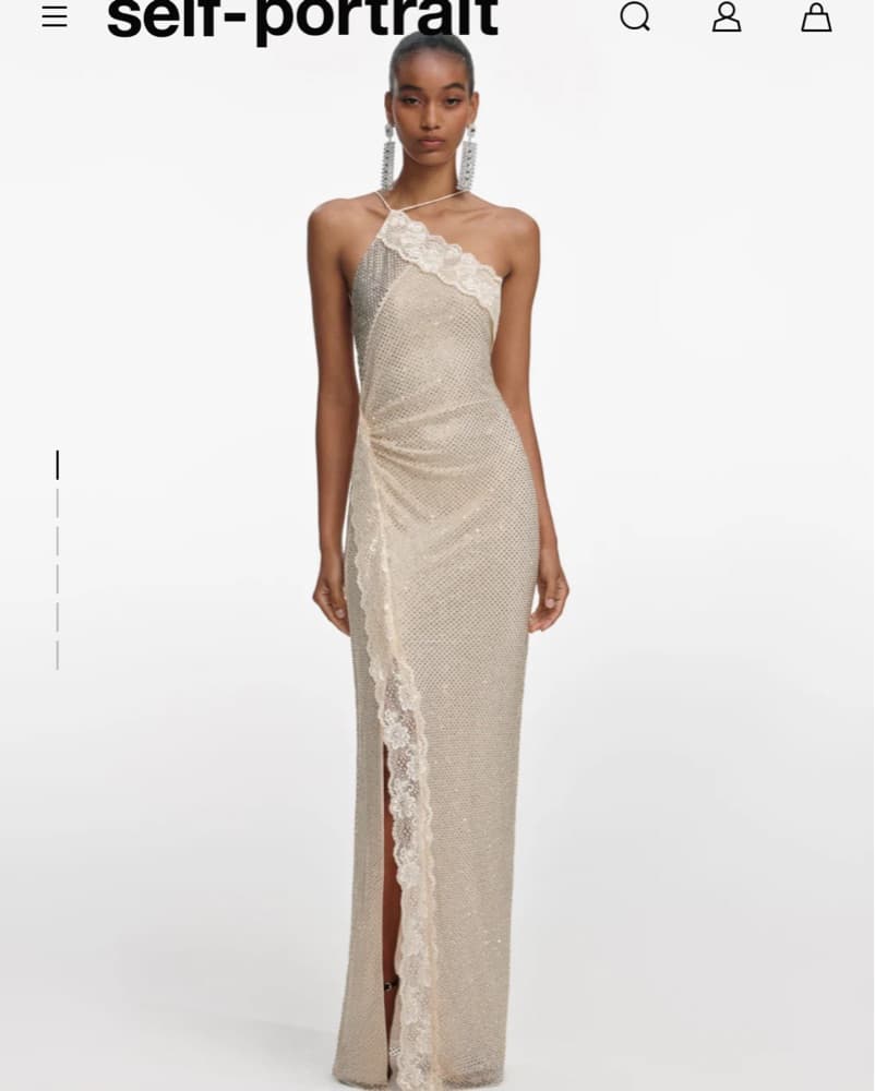 Self Portrait Rhinestone Lace Maxi Dress - Image 3
