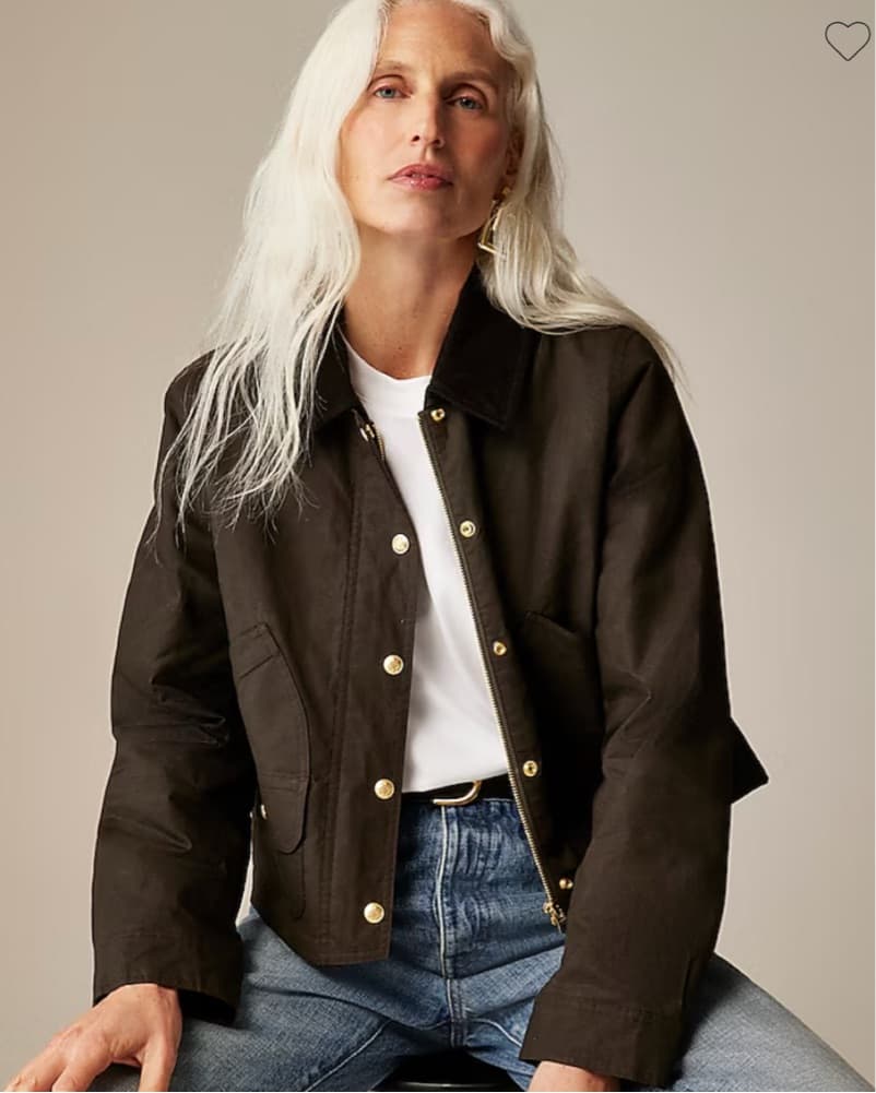 J.CREW DARK GREEN CROPPED BARN JACKET - Image 2