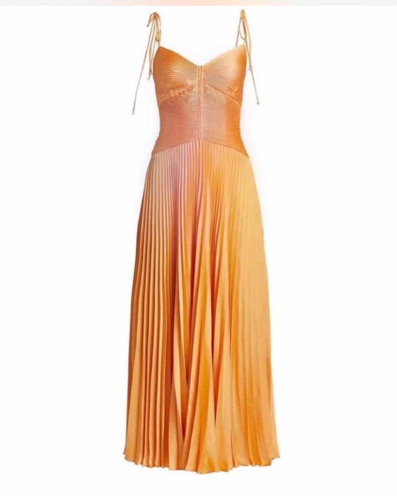 Rochelle Satin Pleated Cami Dress - Image 2